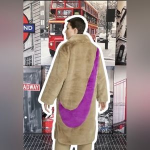 Nike Sportswear Faux Fur Long Jacket Womens Size Medium